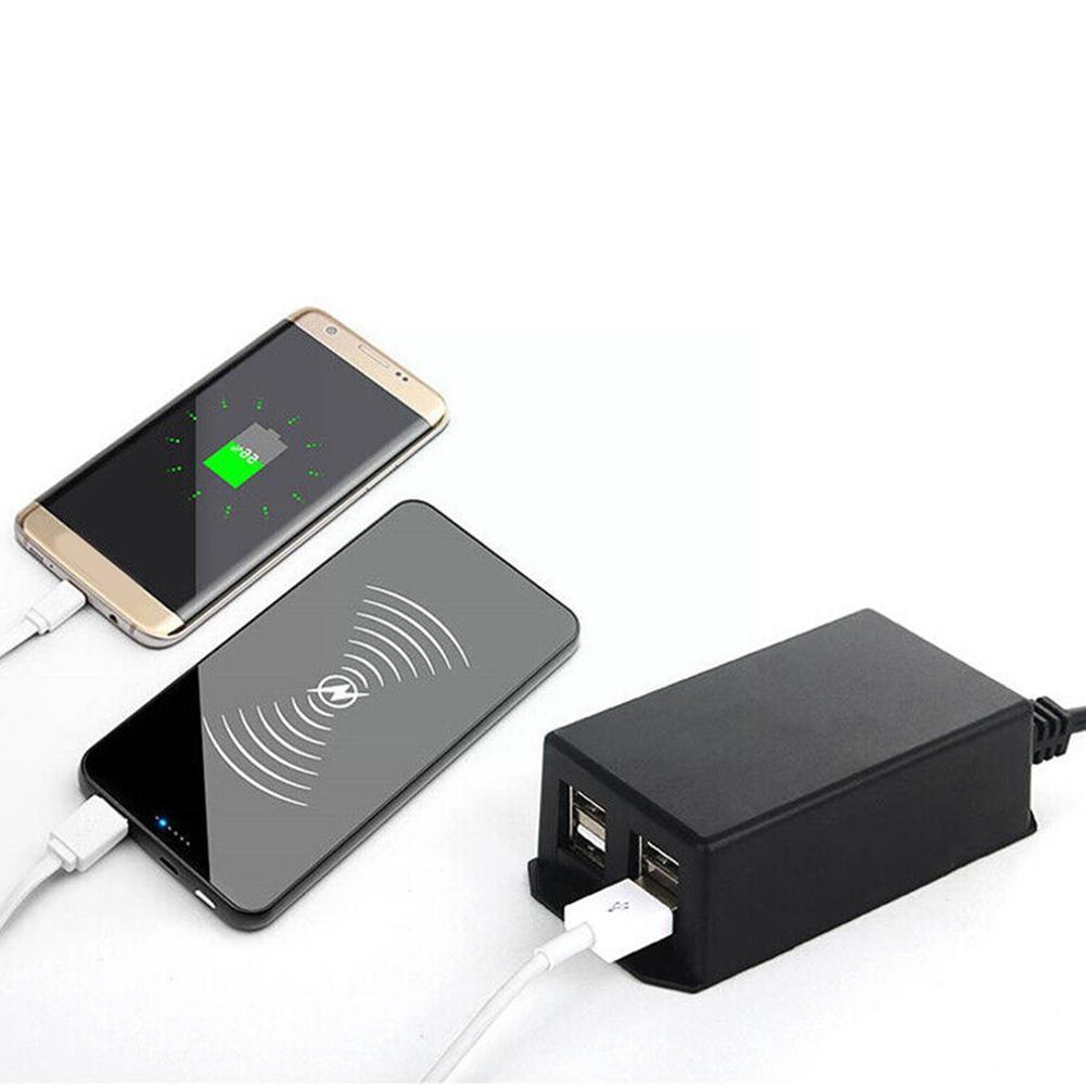 Car Motorcycle USB Hub Charging Station For Phone DC Converter With Battery Clip 4 USB Ports Power Adapter Charger 12V 24V E3V2