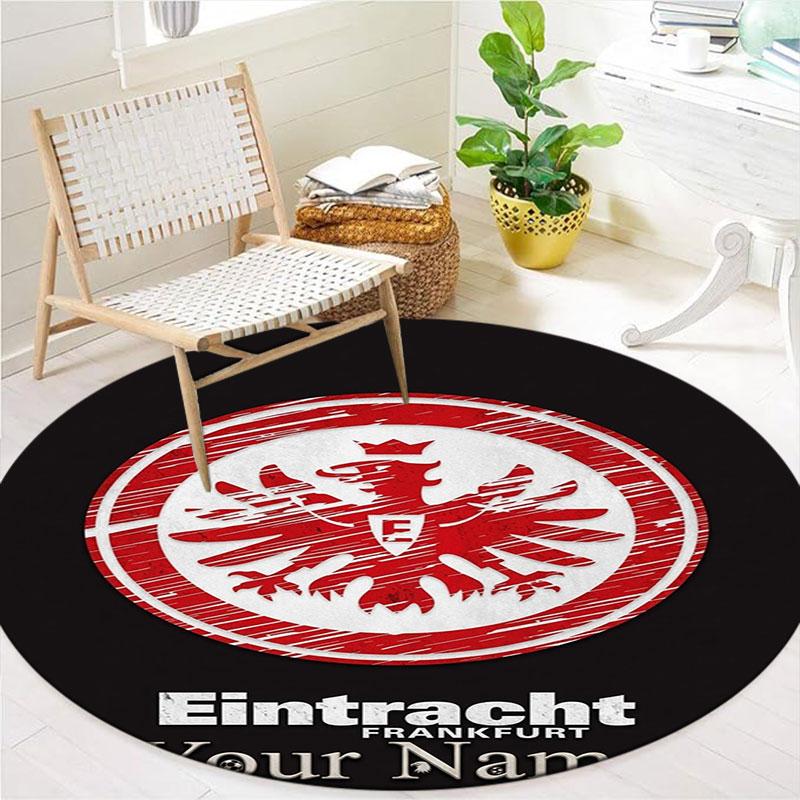 Eintracht Frankfurt Custom Name Round Area Rug,Carpet Rug for Living Room Bedroom Sofa Playroom Decor,Non-slip Floor Mat