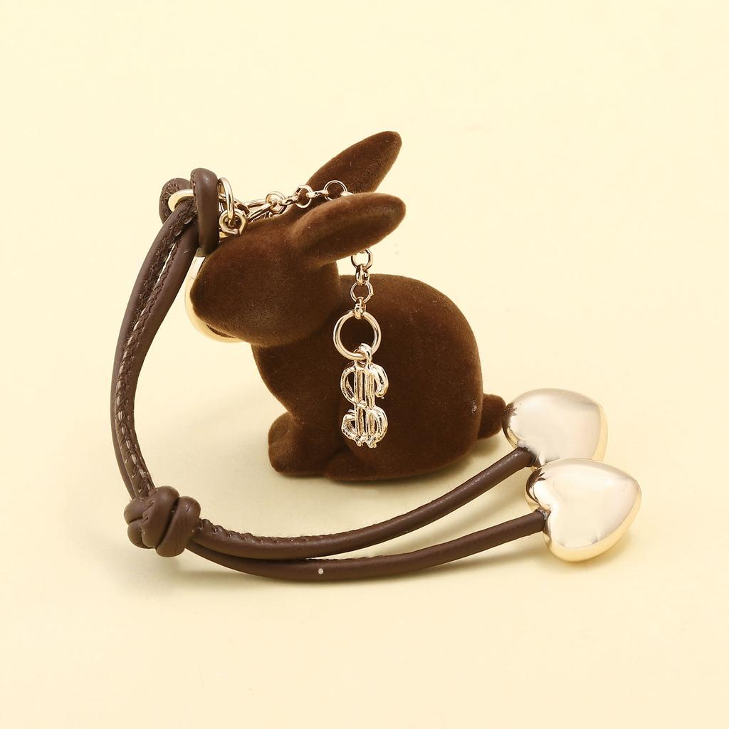 New Creative Cute Animal Rabbit Stylish 3D Flocked Easter Bunny Bag Charm Car Key Decoration Holiday Gift Bag Charm