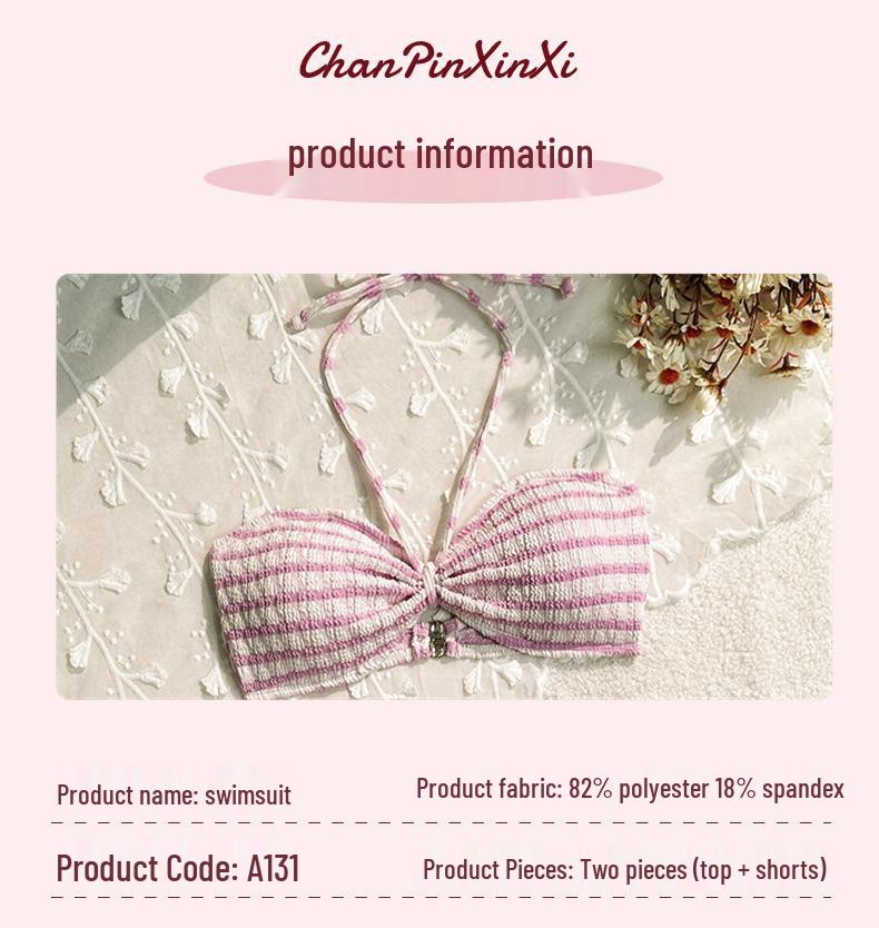 Striped Print Bikini Swimsuit: Sexy Women's Beach Vacation Wear