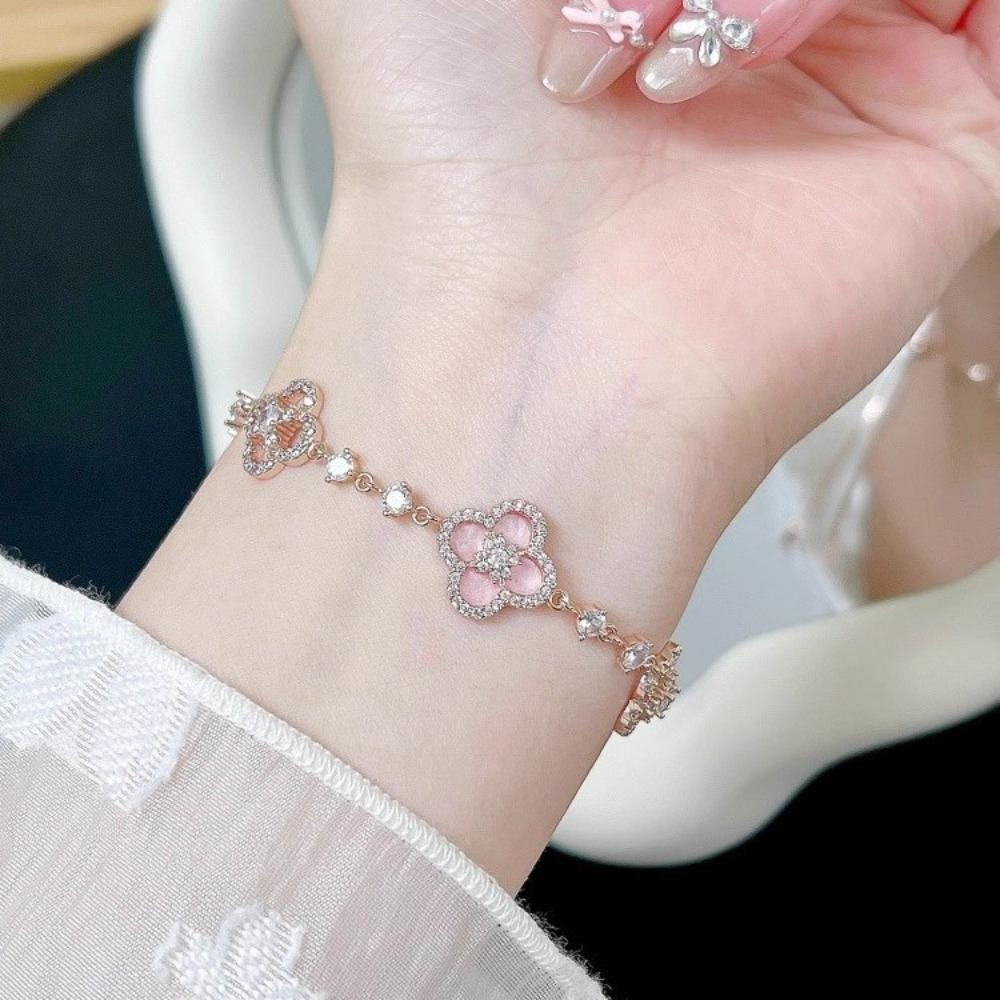 Glücksklee Zirkonia Set - Damen Halskette Armband Ohrringe - Luxus Mode Braut Accessoires