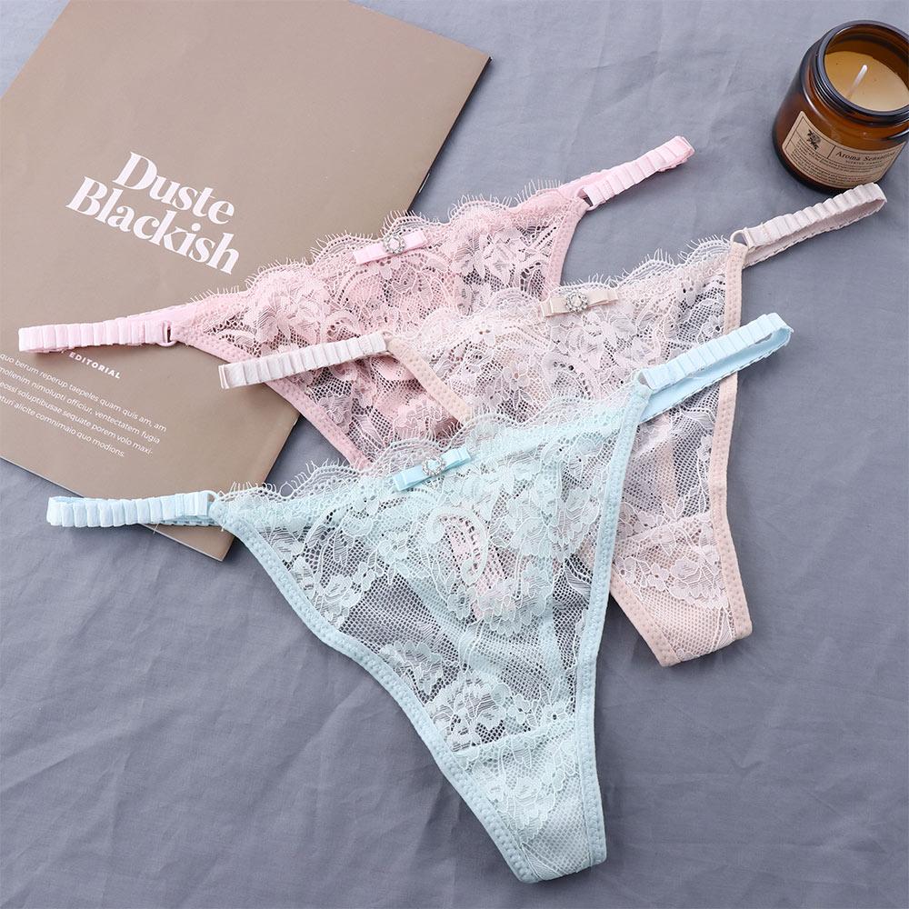 

Temptation Low Waist Hollow Sexy Underpant Girls Panties Lace Thong Female Briefs Flower G-strings