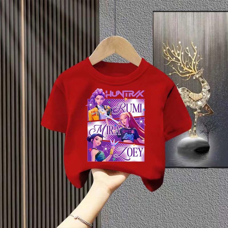 Kpop Lovci démonů Dětské oblečení Tričko s krátkým rukávem Roztomilé Kpop Lovci démonů Tygří Harajuku Tričko pro kluky a holky