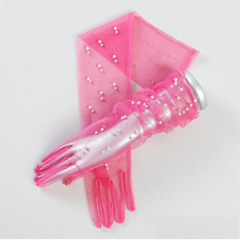 Weiße Hochzeitshandschuhe Mesh-Handschuhe Lange Handschuhe Weiße Garnhandschuhe Brauthandschuhe