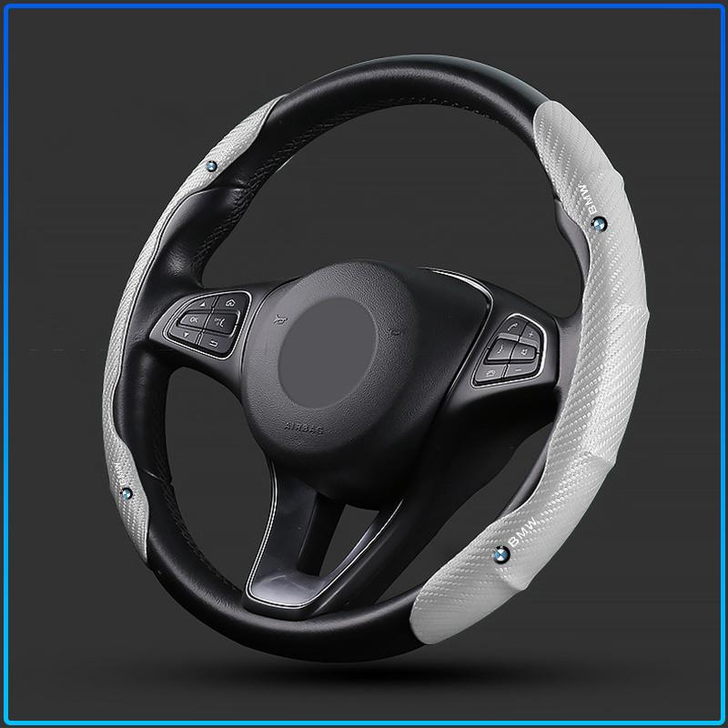 2pcs Carbon Fiber Non-Slip Steering Wheel Cover Car Accessories For BMW M Performance 1 3 5 7 Series M3 M4 M5 M6 X1 X3 X5 X6 X7 E30 E34 E36 E39 E4