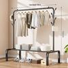 Indoor Double-Rod Floor-Standing Clothes Rack for Balcony or Bedroom