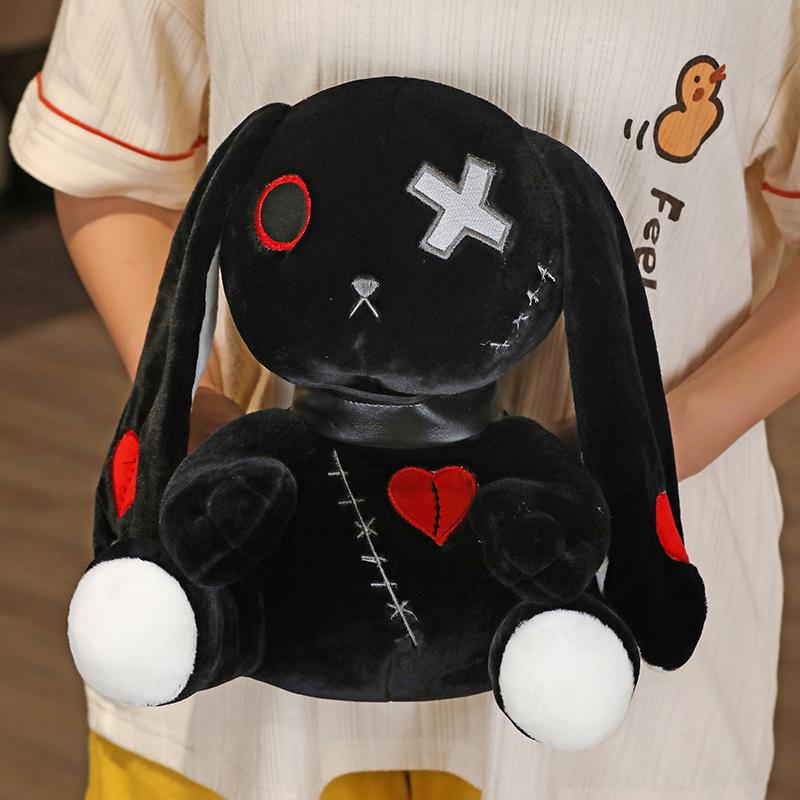New Dark Series Rabbit Plush Toy Stuffed  Zombie Bunny Doll Gothic Rock Style Halloween Decor Creative Gift for Kids Friends