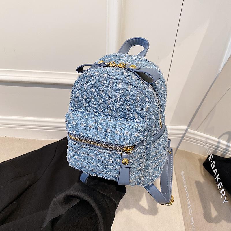 Backpack Women s Bag ins Textured Bag New Fashion Versatile Going Out Rhombus Small Backpack