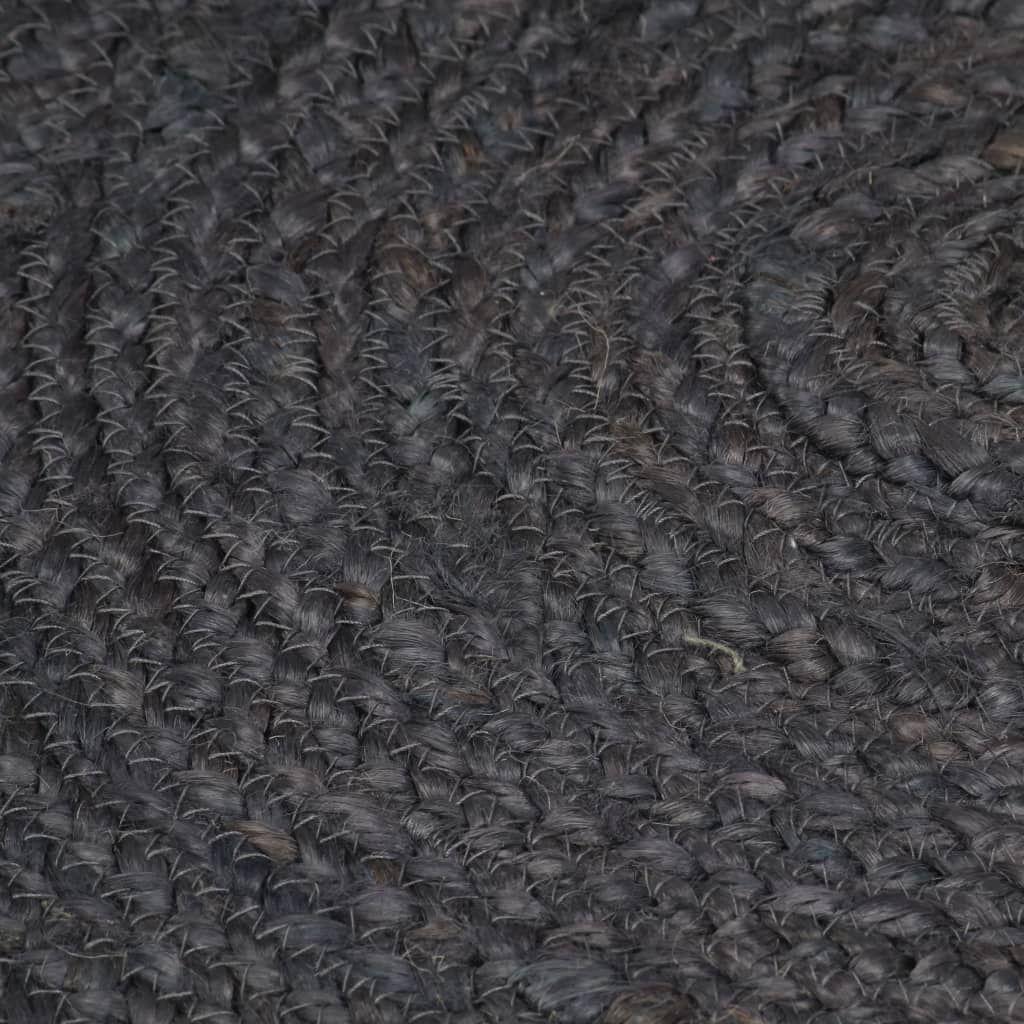 Handcrafted Jute Round Rug 90 Cm Dark Grey