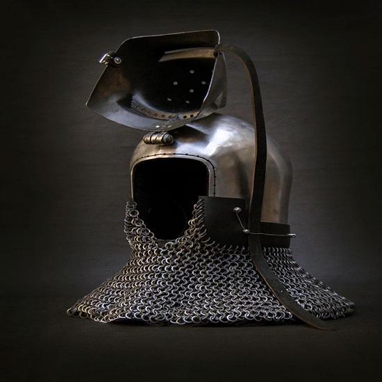 Medieval Pigface Bascinet Helmet with Chainmail Aventail Knight Hounskull Helmet for LARP, SCA Cosplay Gift