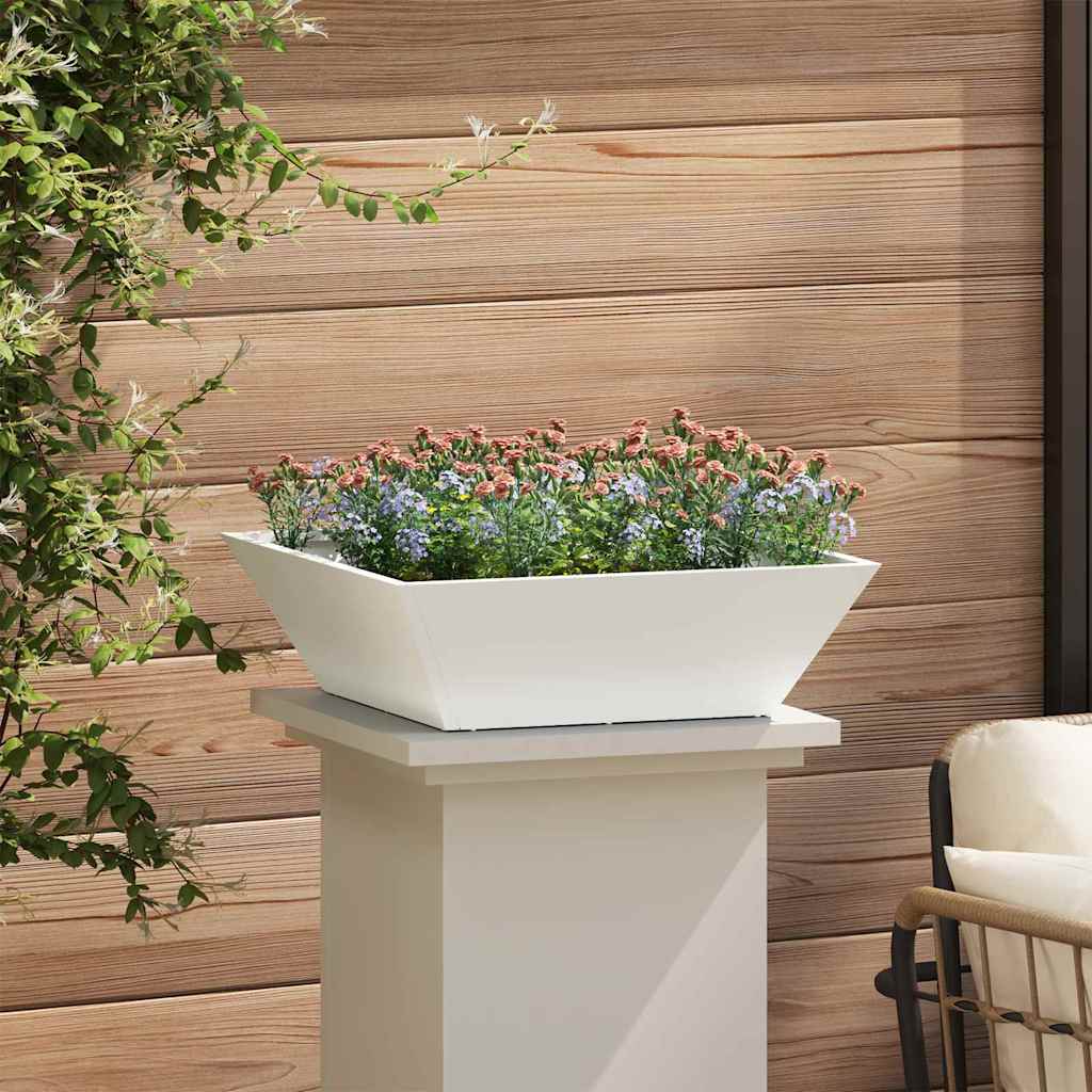 Garden Planter White 50 X 50 X 15 Cm Cold Rolled Steel