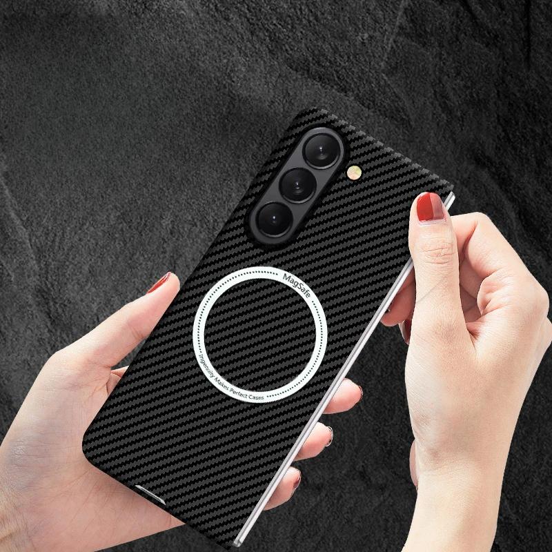 Ultra Thin Fiber Plastic Magnetic Case For Samsung Galaxy Z Fold 7 6 5 4 Wireless Charging Hard Case Are Not Made of Real Carbon