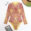 2025 Women's Smart Sun Protection Mesh Long Sleeve One-Piece Swimsuit with Russian Swim Trunks and Short Skirt