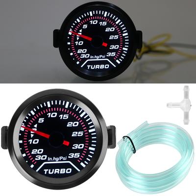 35Psi Turbo Boost Meter White LED Backlight Smoke Lens 2" 52mm Universal Turbo Pressure Gauge Racing Car Modification 12V