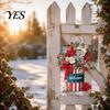Christmas Door Hanging Sign Welcome for Front Door, Rustic Wooden Ornament, Festival Theme Wall Decoration Decor with Lanyard Holiday Home Window