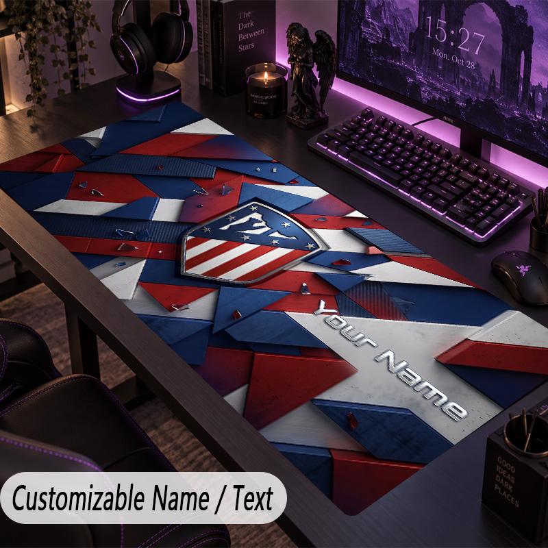 Custom Text Big Mousepad, Extended Desk Pad For Laptop Work GameAtletico Madrid FC