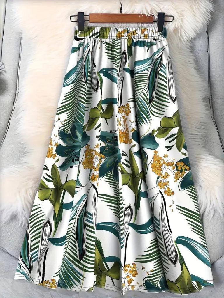 2025 Autumn Casual Leopard Print Fishtail Skirt with High Elastic Waist