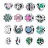 Authentic Copper Green Four-Leaf Clover Pink Design Pendant Fit Original Bracelet Jewelry Charm Bead Set Necklace Diy Female Jewelry