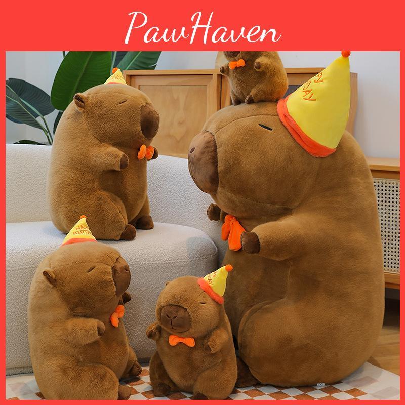 Birthday Capybara Cap Plush Toy Cute Animal Doll Room Decoration Gift Holiday