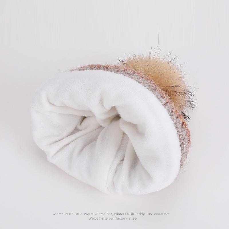 Winter Warm Cap Scarf Two-Piece Velvet Thick Knitted Wool Cap Women's Outdoor Ear Protection Cap
