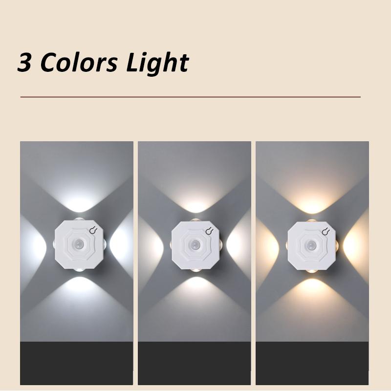 Rechargeable Night Light Indoor Decorative Wall Lights LED Motion Sensor Lamp RGB/ 3Colors Hallway Stairs Kitchen Lighting