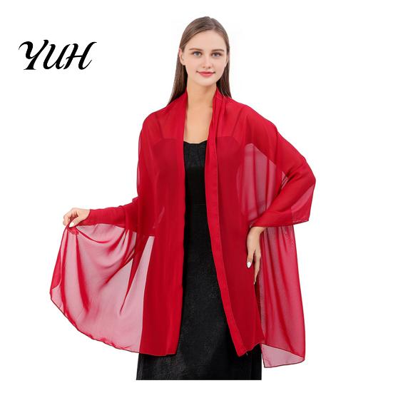 Fashionable Shawl for Dinner Party Women's Shawls And Wraps Evening Dress, Solid Color Chiffon Shawl, Soft Elegant Accessory Cheongsam Bridal