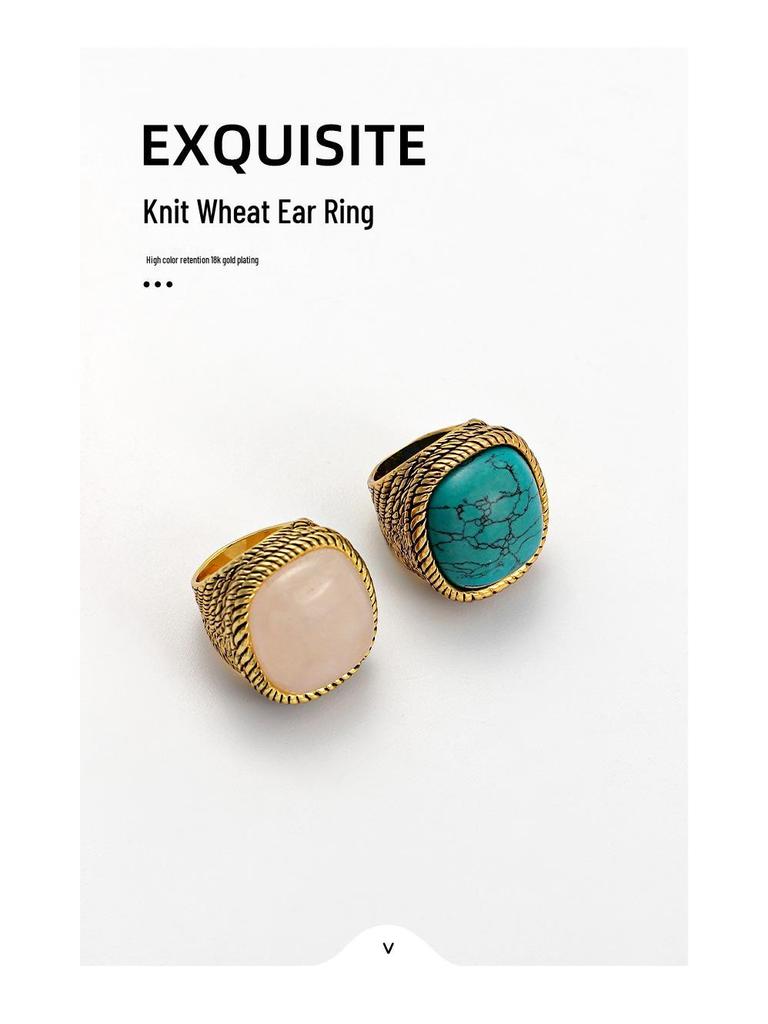 Inel Vintage Distresed cu Piatră Prețioasă Franceză pentru Femei: Exquisit, High-End, Lux Ușor, Eleganță Inspiratoare în Stil INS.