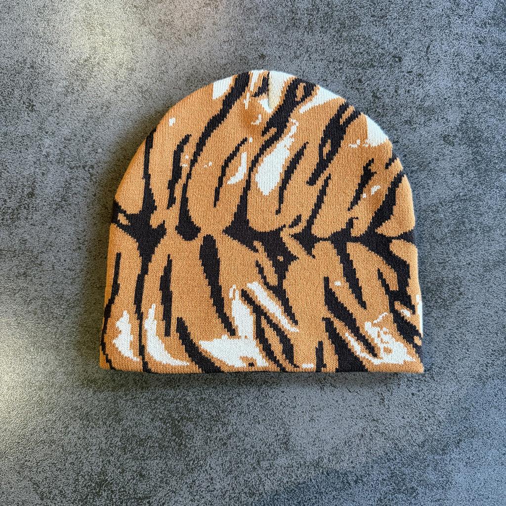 Retro Animal Pattern Beanie With Acrylic Knit For Streetwear And Casual Use