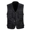 Men Waistcoat Solid Color Multi Pockets Zipper Sleeveless Spring Vest for Fishing