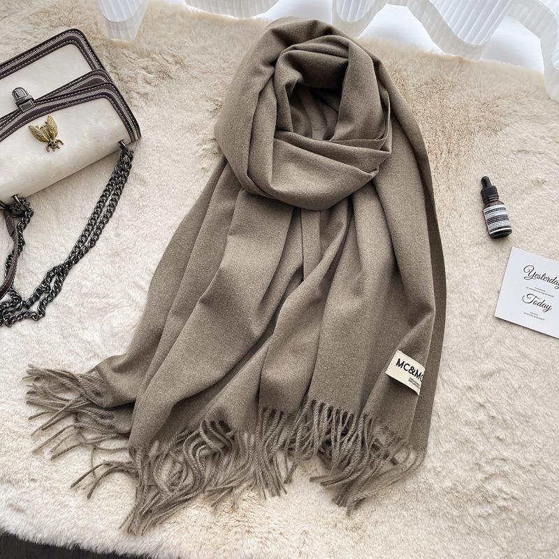 Solid Color Imitation Cashmere Scarf For Women Suitable For Winter Suitable For Couples Dual Use Warm Long Thick