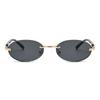 Vintage Cut-Edge Oval Frame Sunglasses Frameless Street Style Punk Shades UV400 Protection Hip-Hop Sun Glasses for Women