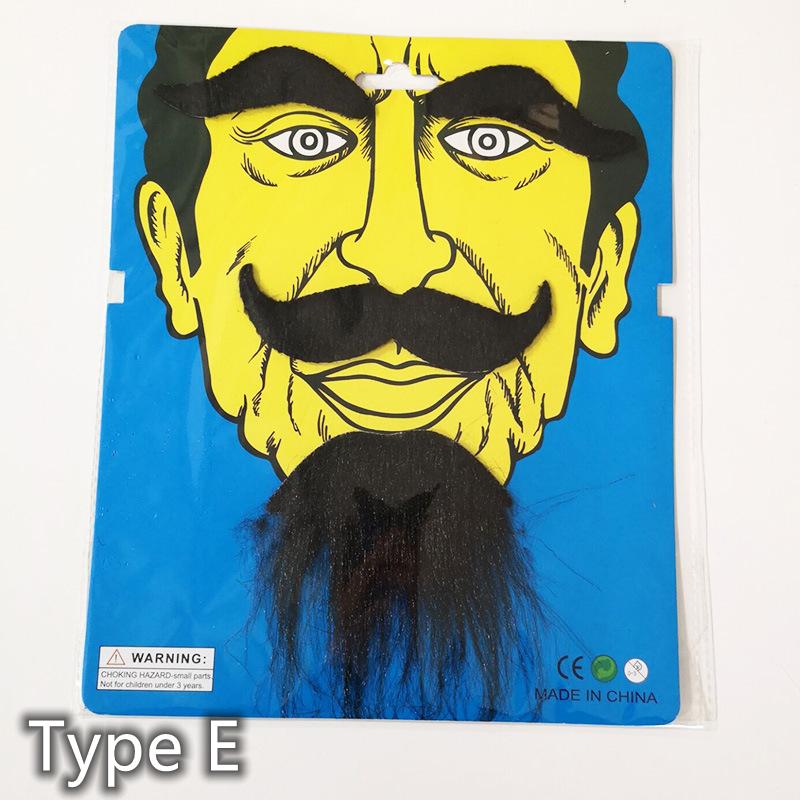 Black Fake Beard & Mustache Set - Unisex Costume Facial Hair for Halloween, Parties, Disguise Games & Pobooth Props