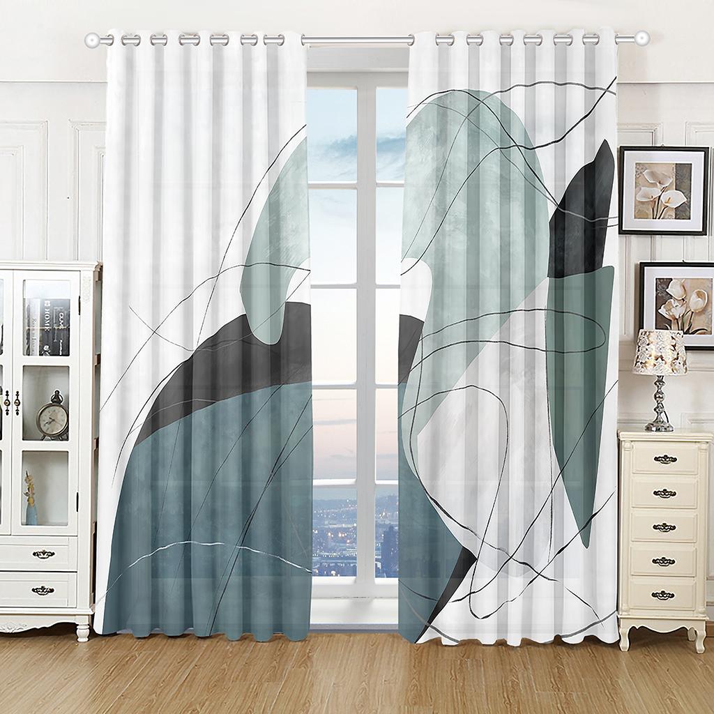 3D Cheap Modern Simple Style Polyester Thin Sunshade Curtains Luxury Living Room Bedroom Home Decor 2 Panels