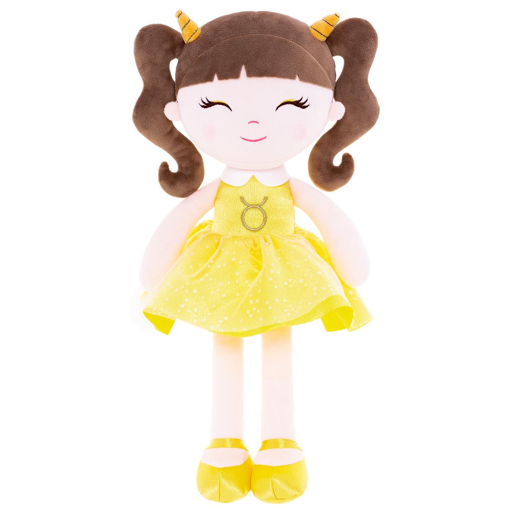 16 Inches Baby Plush Doll Tauru Constellation Doll In Bright Yellow Skirt with Gift Box for Baby Girl Gifts