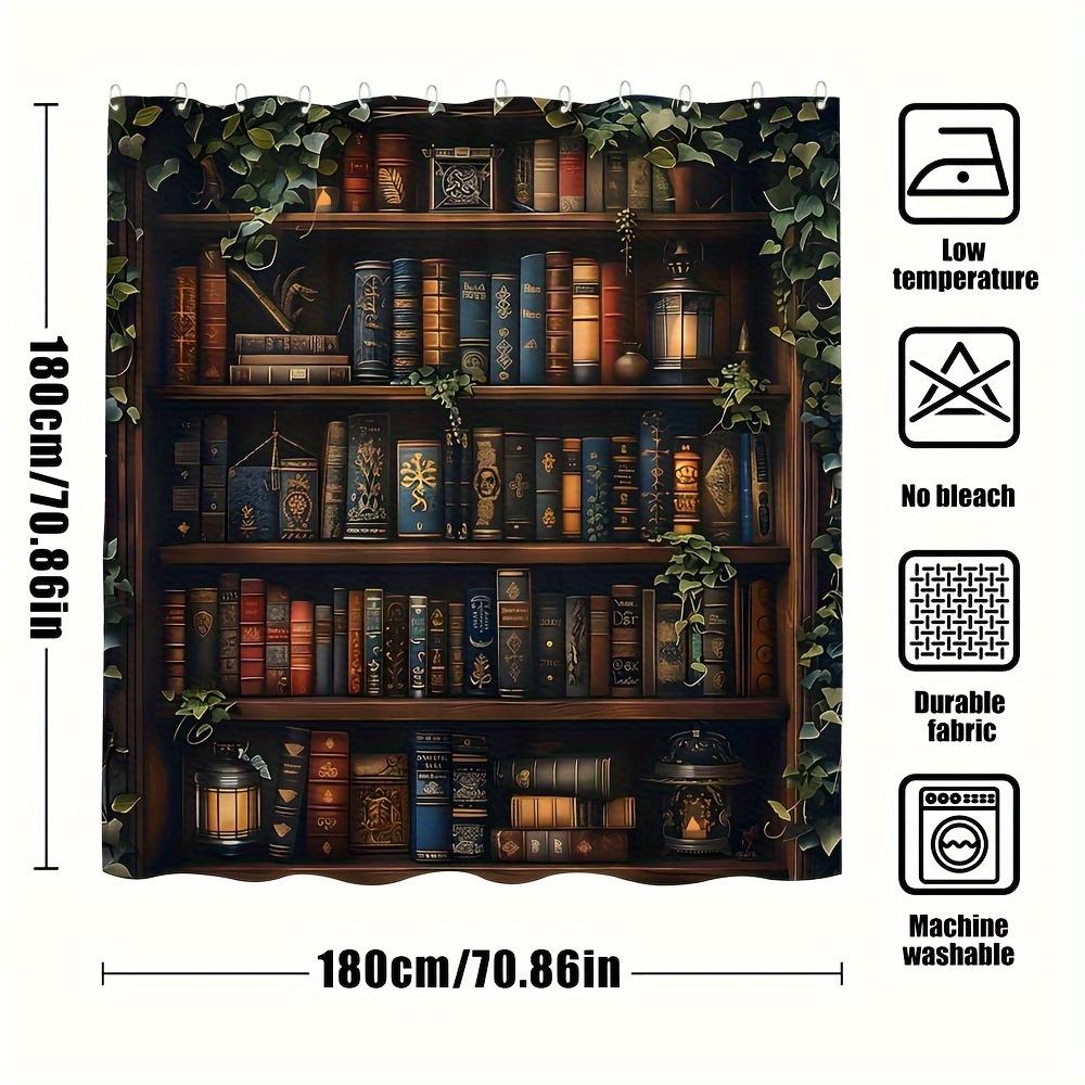 Vintage Grön Duschdraperi - Polyester, Maskintvättbart, Inkluderar Krokar, Idealiskt för Badrumsinredning och Inflyttningspresent