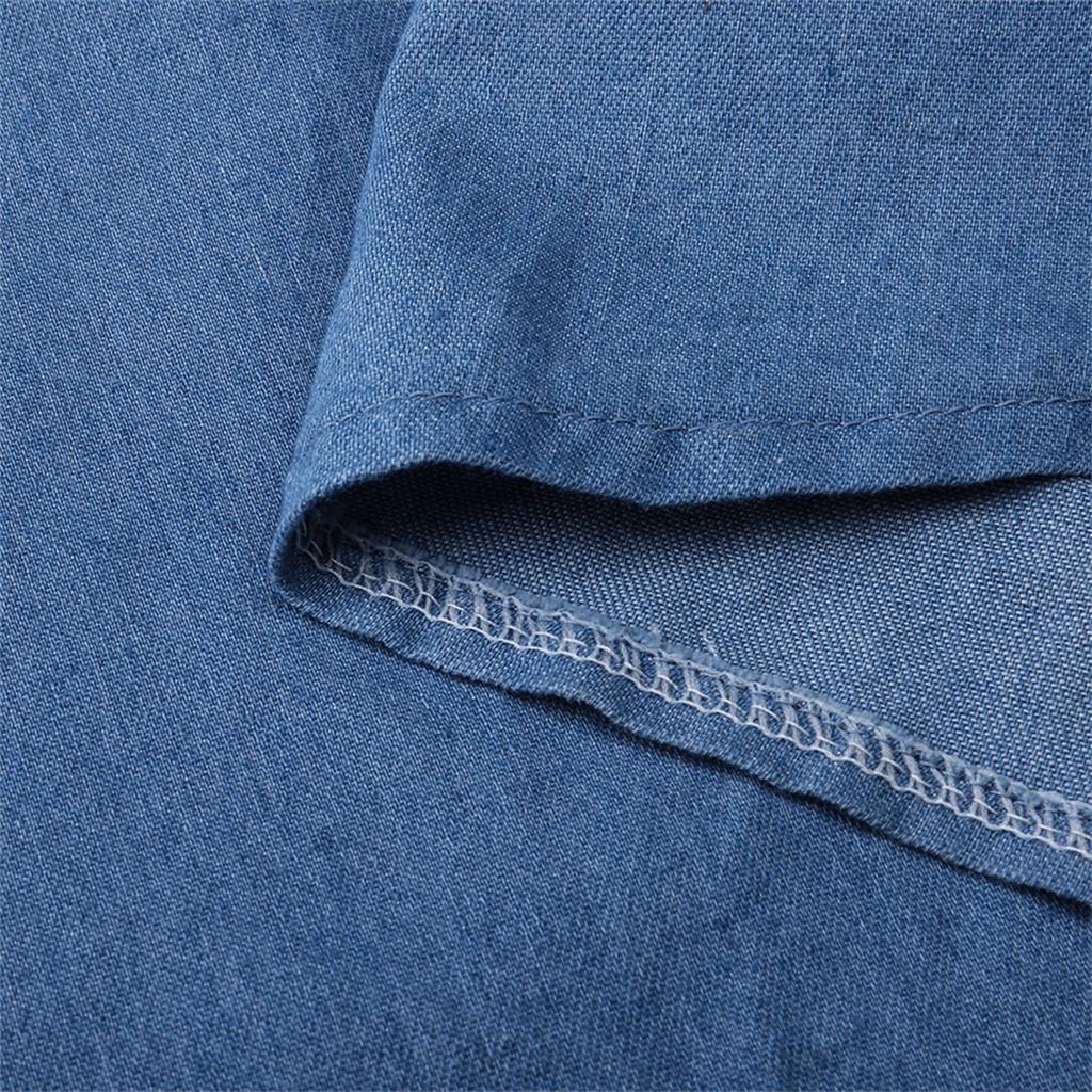 Herfst Lange Jurken Vrouwen Vintage Effen Kleur Halve Mouw Jeans Jurk Met Zijsplit V-Hals Vestidos Voor Vrouwen Casual