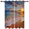 Blue Sea Water Wave Landscape Windows Curtains for Bedroom Modern Printing Blinds Curtain For Living Room Home Decor