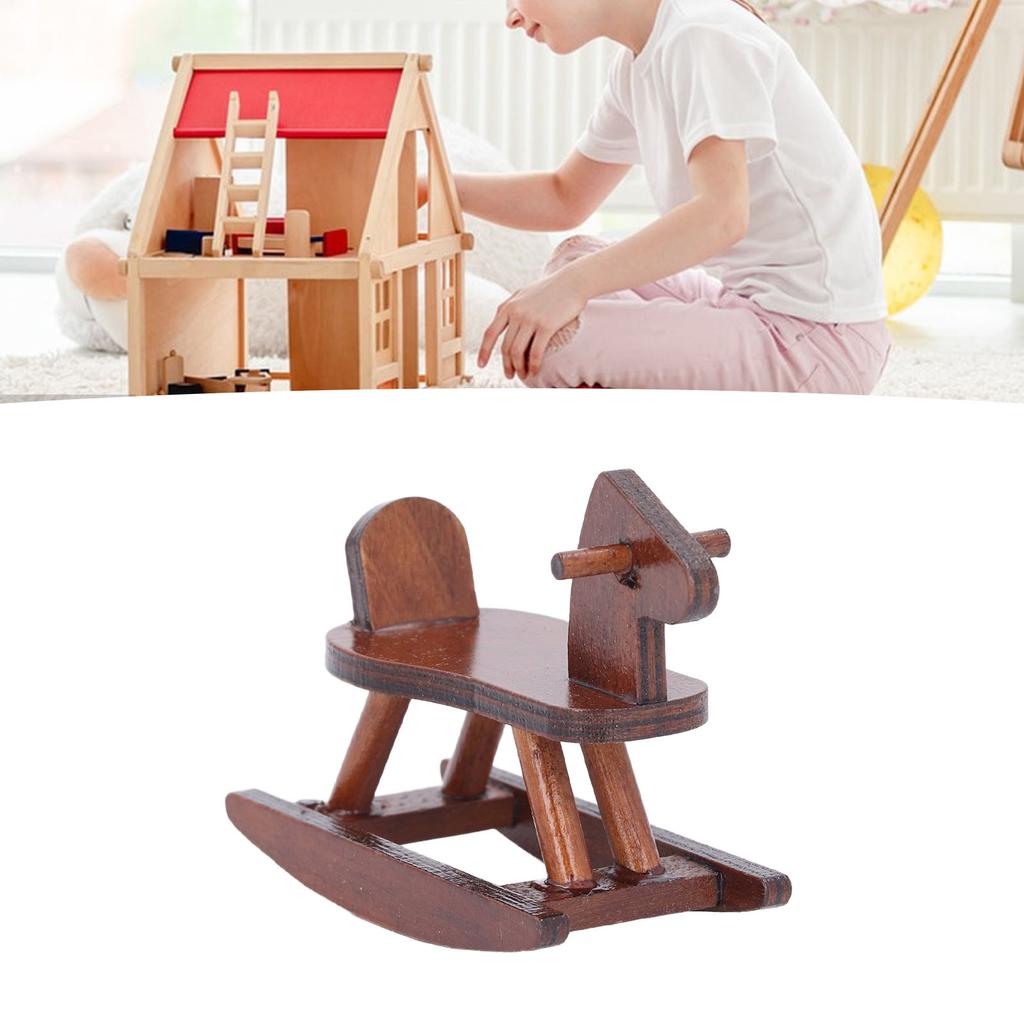 1:12 Scale Doll House Rocking Horse Doll House Wooden Rocking Horse Simulation Cockhorse for Doll House Accessory