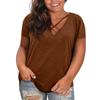 Women Plus Size Casual V Neck Short Sleeve Top Loose Fit Basic Tee Soft Fabric Comfortable Design for Daily Wear