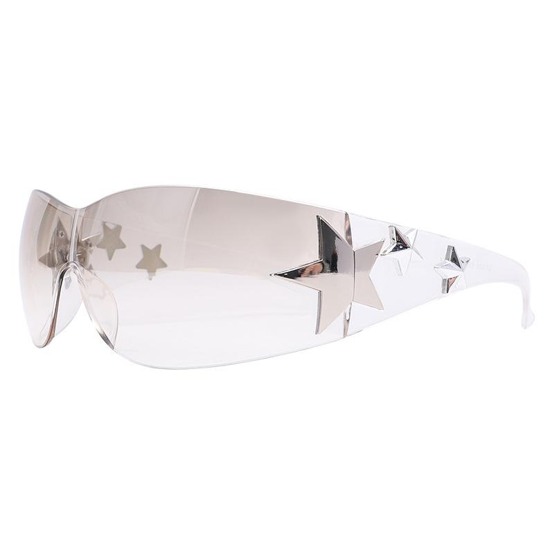 European and American new fashion YK one-piece pentagram sunglasses Cyberpunk sunglasses Internet celebrity street shot