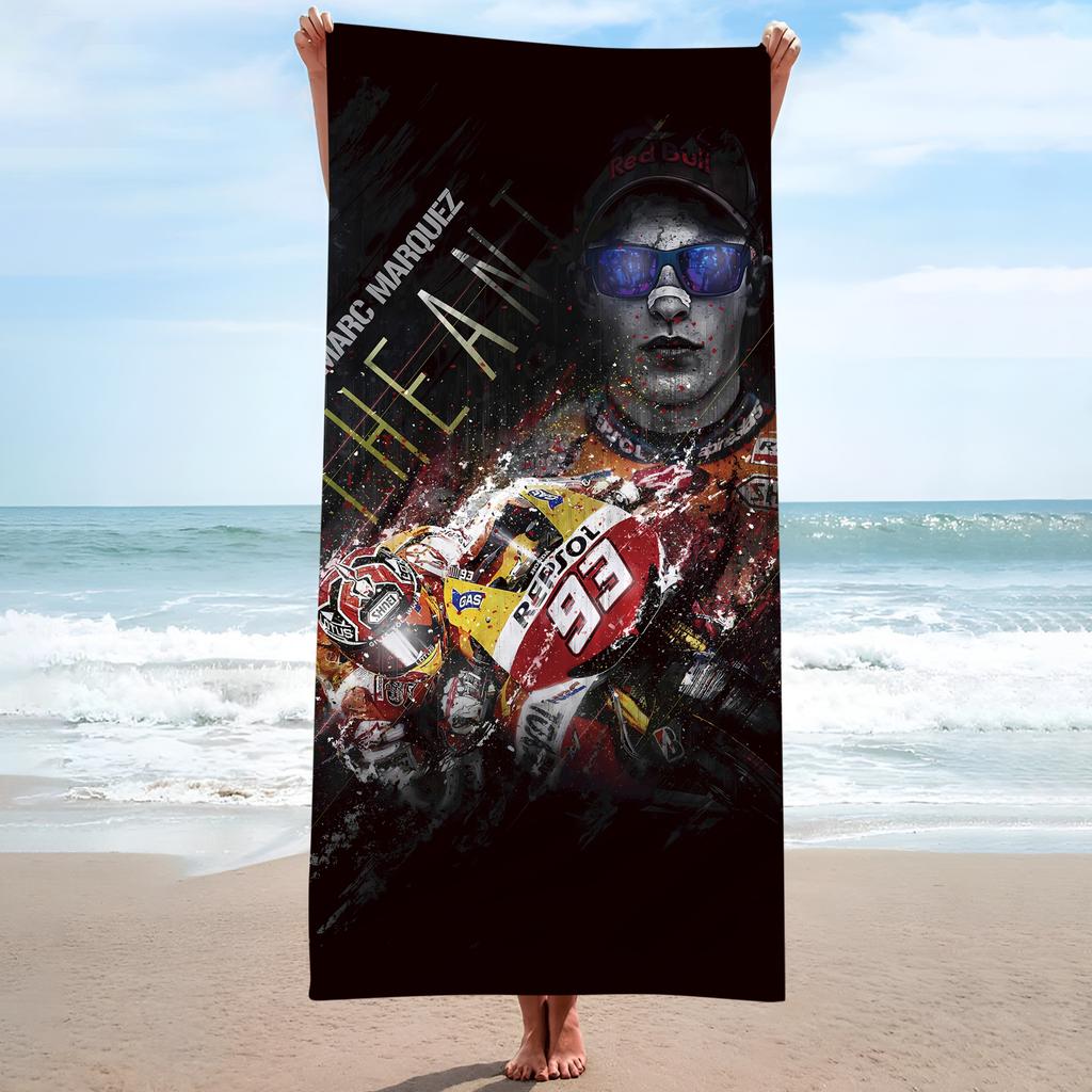 93 M-Marquezs Motorcycle Printed Beach Towel One Piece Anime Bath Towel 75x150cm Bathroom Shower Washcloth Home Decor