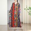 Vacation Style V-neck Retro Long Skirt Cotton Linen Dress