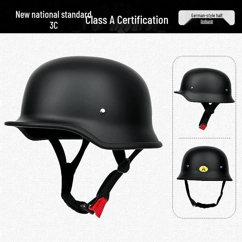 

Retro Red Motorcycle Half Helmet - Cruiser/Soldier Style, 3C Certified One Size