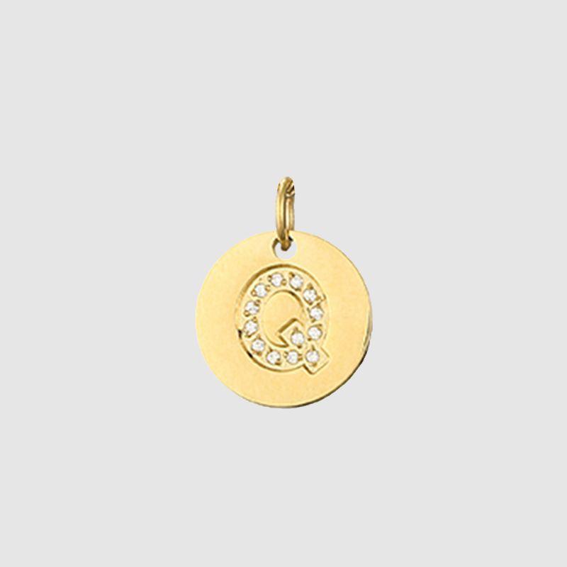 CARLIDANA Classique Minimaliste Alphabet 26 Breloques Lettres en Cristal Collier Pendentif Rond Lettre Acier Inoxydable Collier DIY