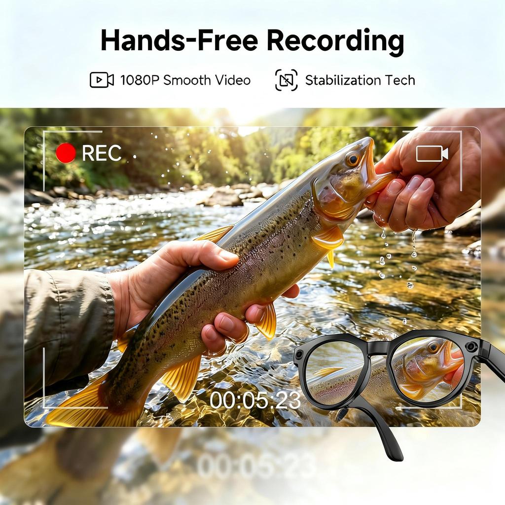 New AI Smart Glasses 1080P HD Camera Chat GPT 32GB Memory 144+Translation BT Call Music Video Smart Glasses For Men Women