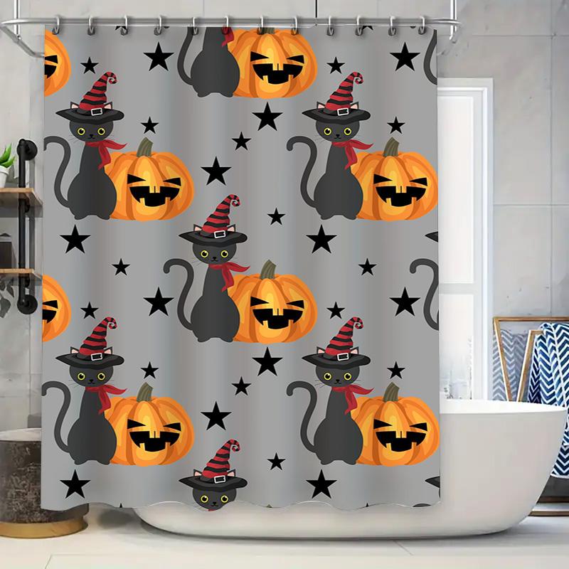 1Pchalloween Pumpkin Bat Curtain For Bathroom Kids Baby Girls Room Decoration Shower Curtain