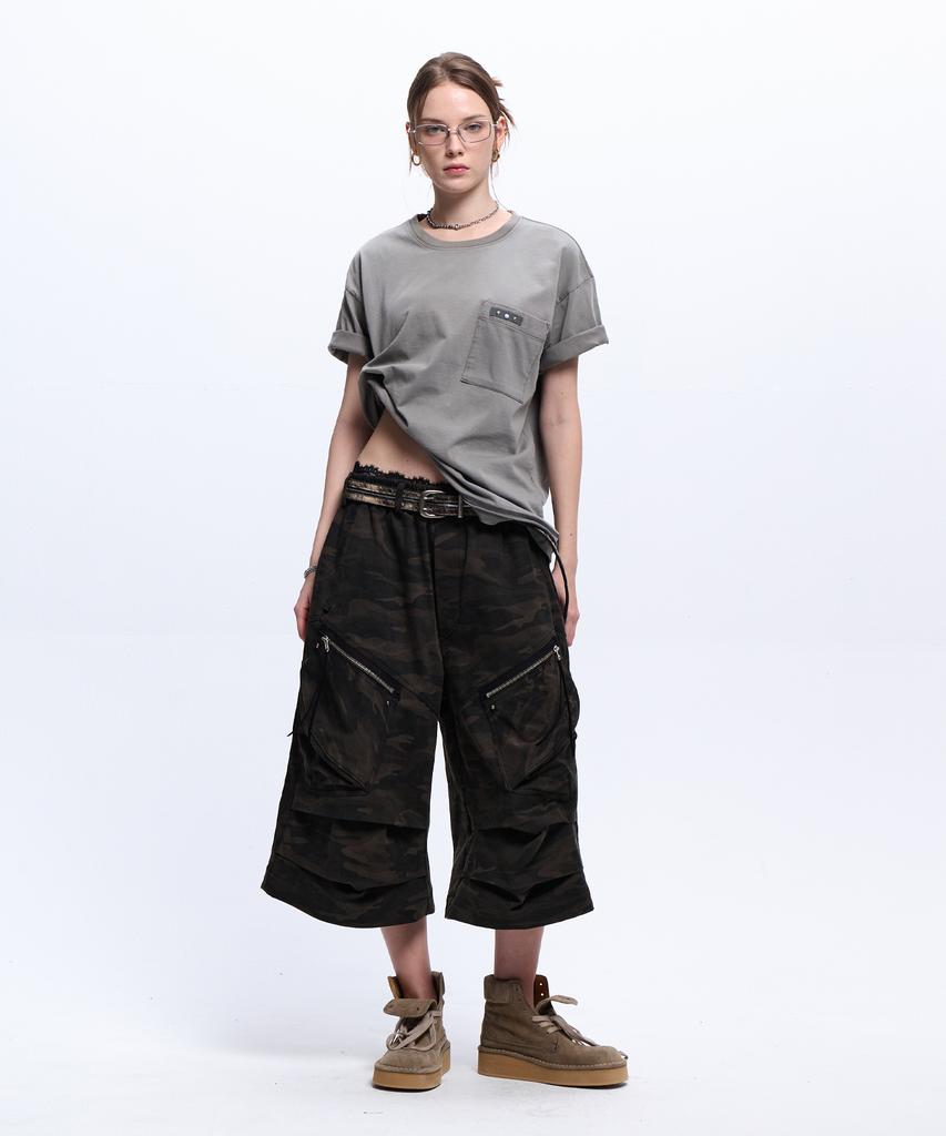Aleseuseussi Rivet Pocket Washing T-Shirt - Gray