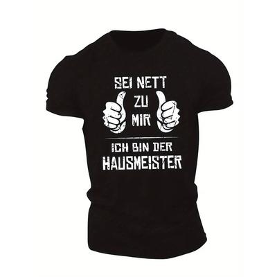 Europäische Größen Herren T-Shirt mit kurzen Ärmeln im deutschen Stil - Lässiges Sommer Oberteil mit Rundhalsausschnitt und Aufdruck Lässige Outfits
