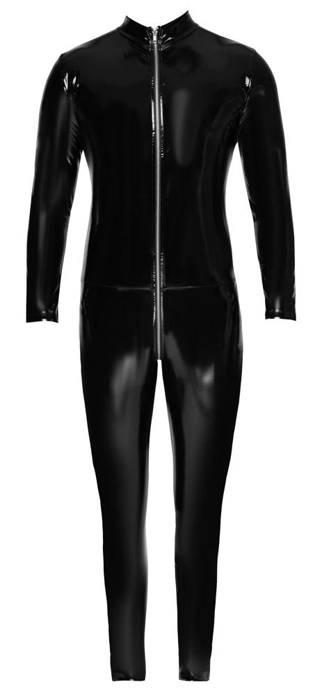 Black Level - Men's Black Long Jumpsuit With Zipper Size S