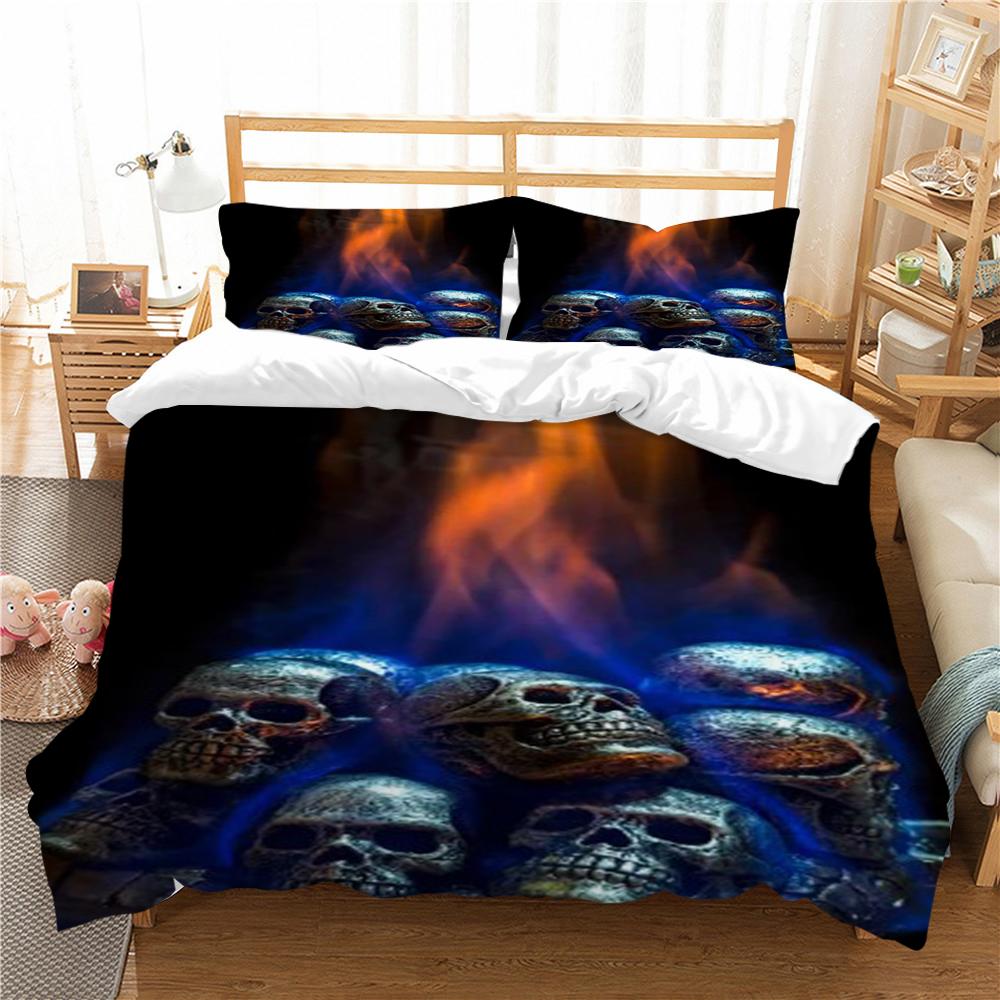 Bettbezug 3D Schädel Druck Bettbezug Set Hohe Qualität Einzelgröße Bettdeckenbezug Set Jungen Mädchen Zuhause Bettwäsche Set